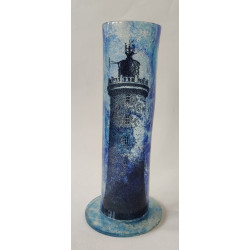Décoration Phare en Verre – Bleu Foncé & Clair | Pièce Artisanale