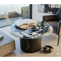 Table basse en Verre Artisanale - Création Unique Faite Main