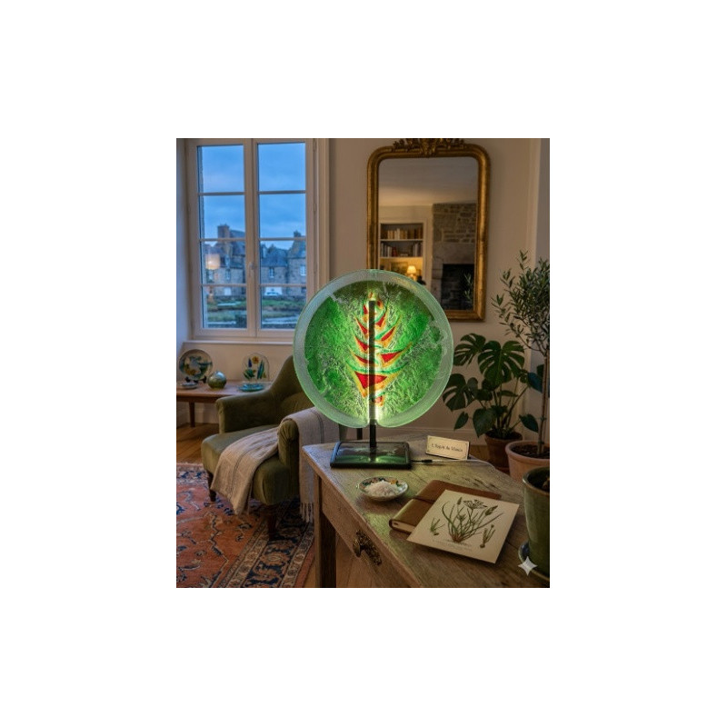 Lampe ronde en verre LED – Design unique et artisanal