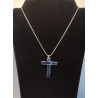 Collier en Croix fait en Verre Artisanal et Acier Inox