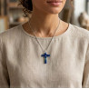 Collier en Croix fait en Verre Artisanal et Acier Inox