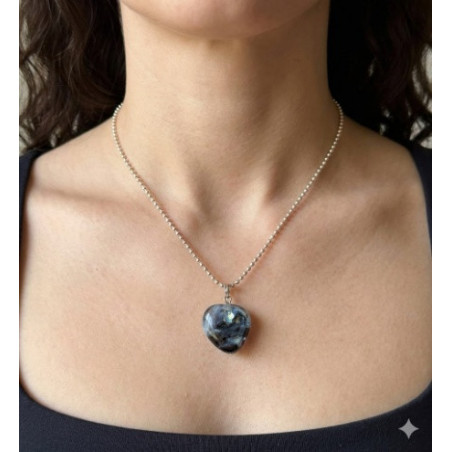 Collier en Verre Artisanal et Acier Inox
