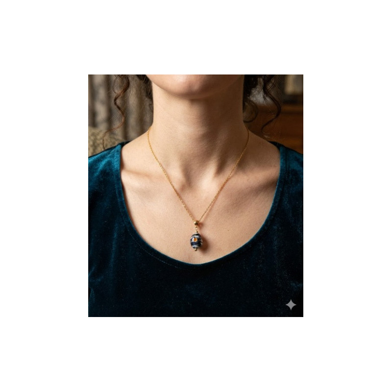 Collier en Verre Artisanal et Acier Inox